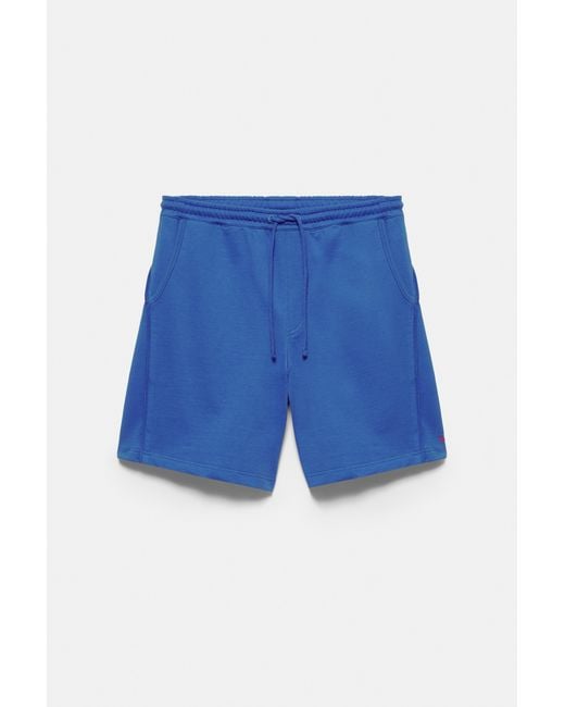 Pull&Bear Blue Yacht Club Bermuda Sweat Shorts for men