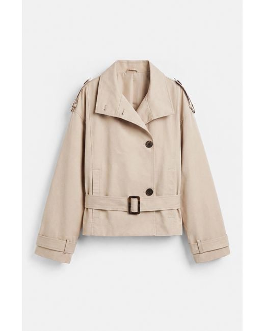 Pull&Bear Natural Short Belted Trench Coat