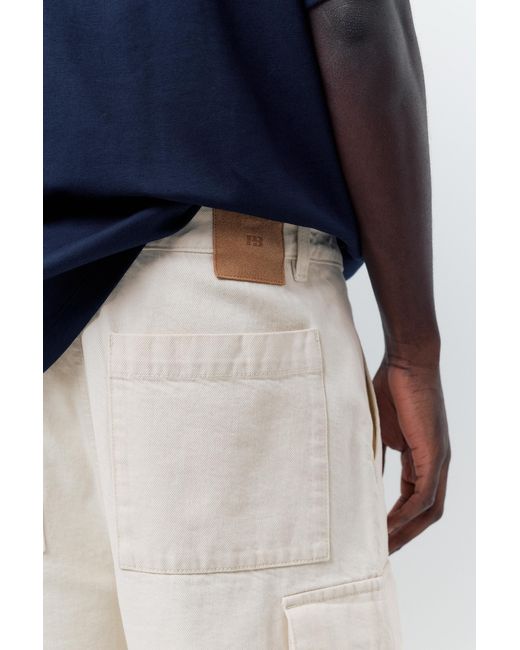 Pull&Bear Blue Baggy Cargo Bermuda Shorts for men