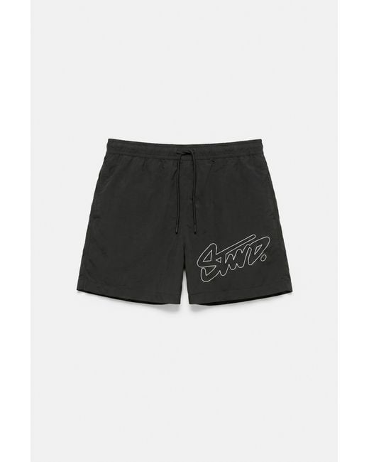 Pull&Bear Green Stwd Board Shorts for men