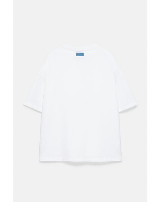 Pull&Bear White Lemon Embroidered Slogan T-Shirt for men