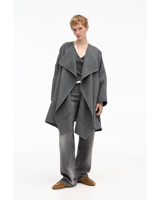 Pull&Bear Gray Felt Texture Cape Coat