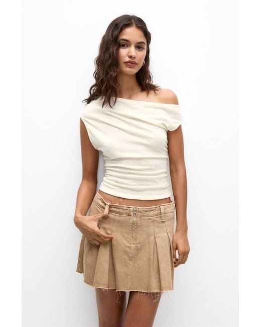 Pull&Bear Natural Asymmetric Rustic Top