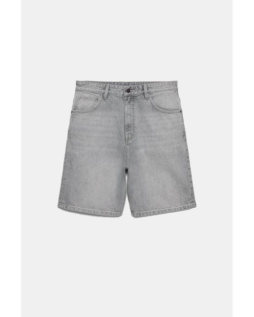 Pull&Bear Baggy Denim Bermuda in het Gray voor heren