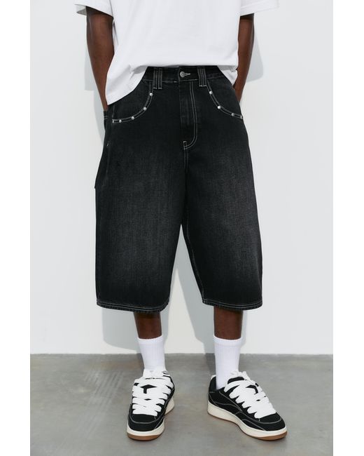 Pull&Bear White Stwd Studded Jorts for men