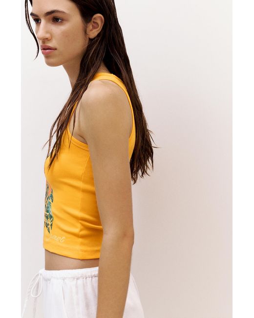Pull&Bear White Floral Sequin Tank Top