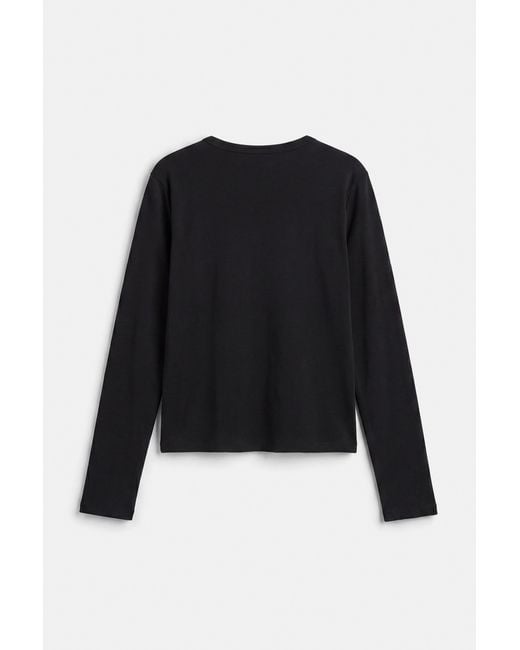 Pull&Bear Black Fitted Long Sleeve T-Shirt
