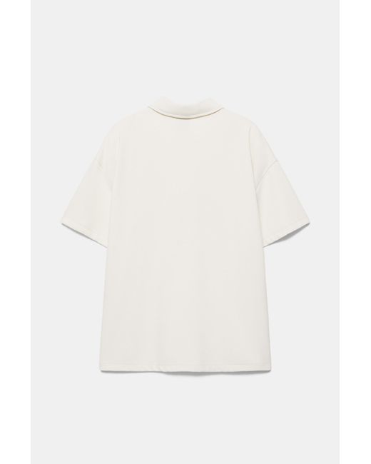 Pull&Bear White Interlock Graphic Zip Polo Shirt for men