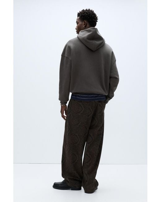 Pull&Bear Black Boxy Hoodie for men