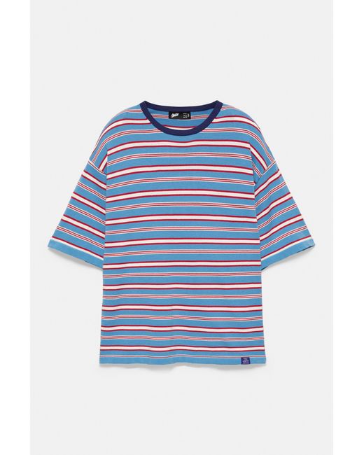 Pull&Bear Blue Striped Knit T-Shirt for men