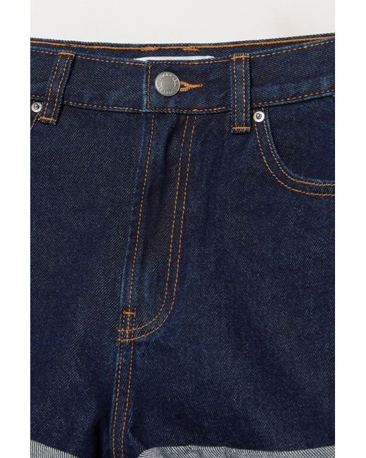 Short Jeans Mom Risvoltato di Pull&Bear in Blue
