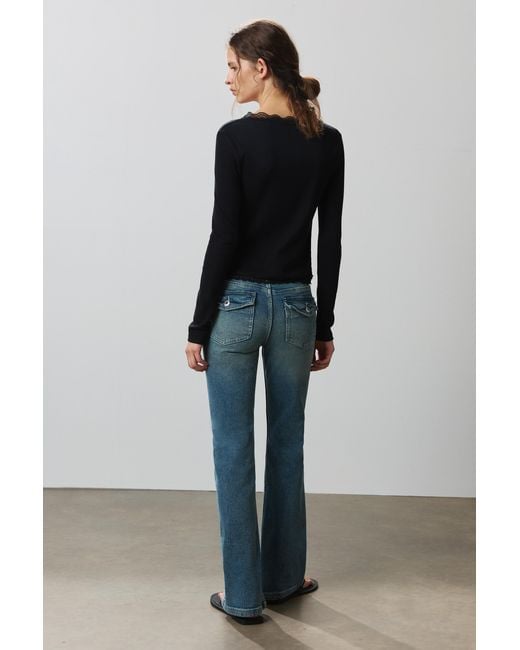 Pull&Bear Black Lace Button-Up T-Shirt