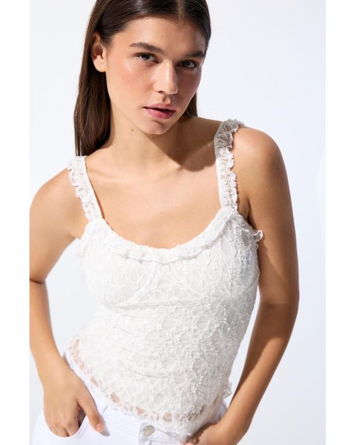 Pull&Bear White Trägertop Mit Spitze