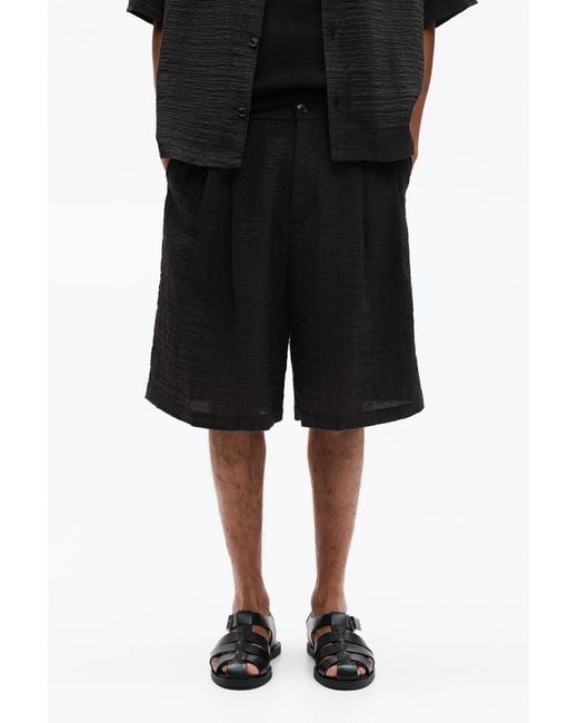 Pull&Bear Bermudashorts Aus Seersucker in Black für Herren