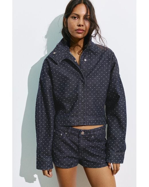 Pull&Bear Blue Polka Dot Denim Jacket