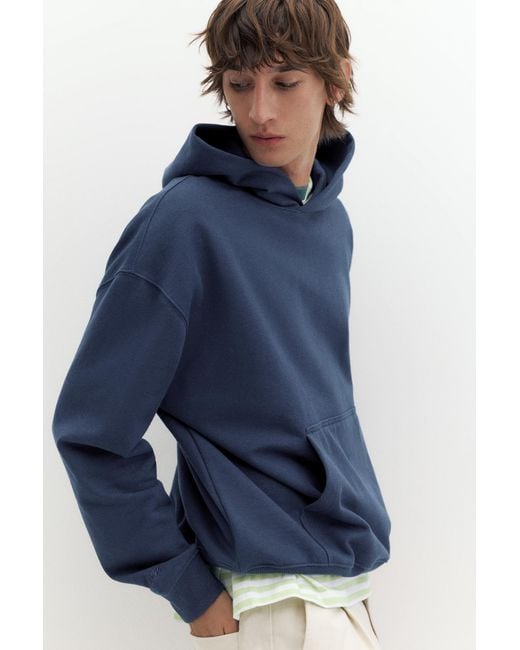 Pull&Bear Blue Stwd Boxy Hoodie for men