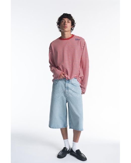 Pull&Bear Blue Stwd Corporation Graphic Jorts for men