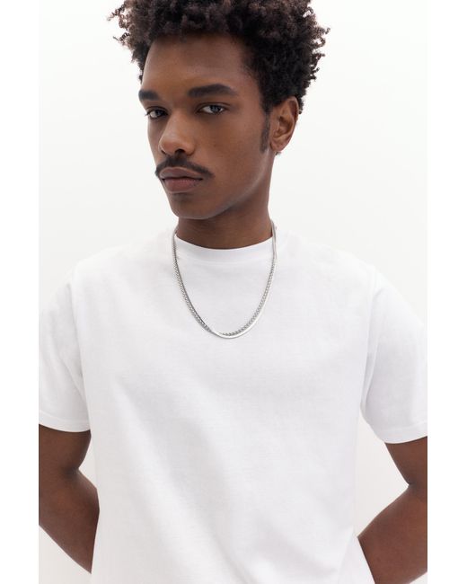 Pull&Bear White Basic Short Sleeve Cotton T-Shirt for men