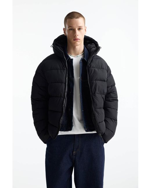Pull Bear Lightweight Puffer Jacket With Hood in Blue for Men Lyst UK