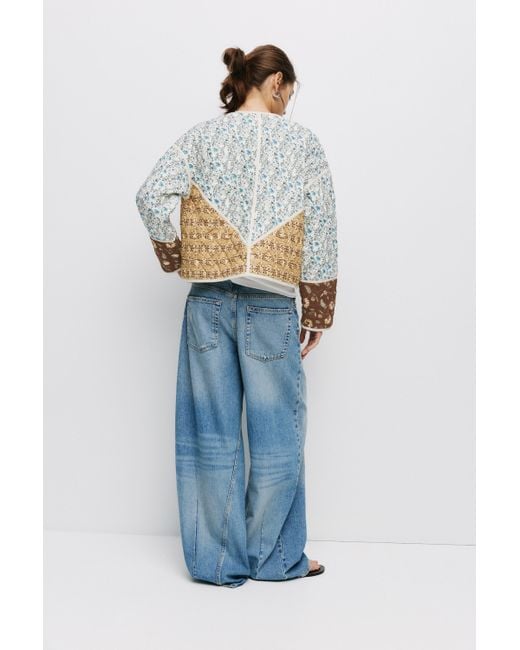 Pull&Bear White Quilted Patchwork Jacket