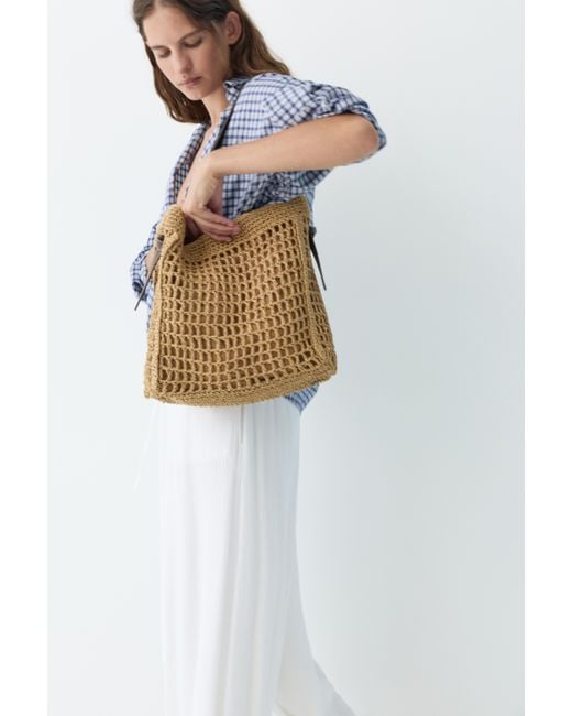 Pull&Bear Blue Woven Tote Bag