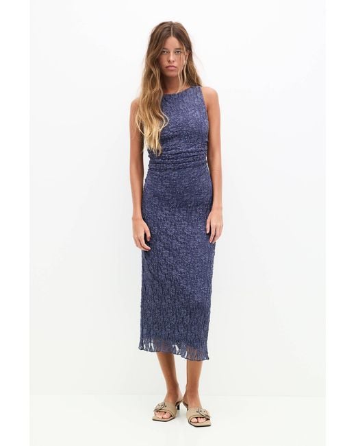 Pull Bear Sleeveless Lace Midi Dress in Blue Lyst UK