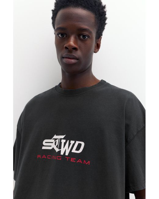 Pull&Bear Black Stwd Racing Team T-Shirt for men