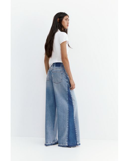 Jean Wide Leg Patchwork Pull&Bear en coloris Blue