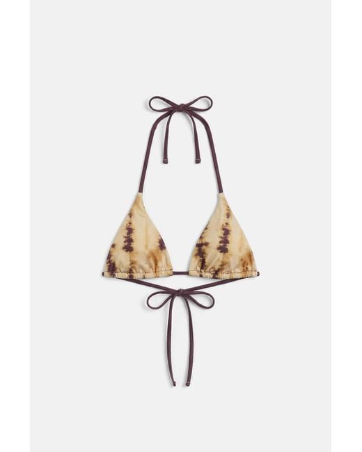 Pull&Bear Gray Triangle Tie-Dye Bikini Top