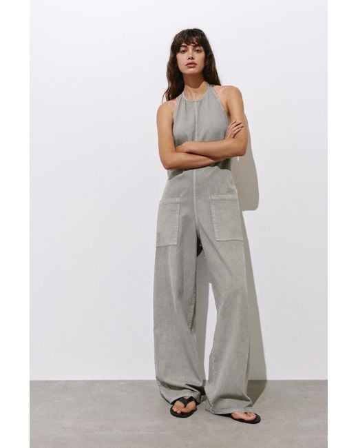 Pull&Bear Gray Halter Neck Jumpsuit
