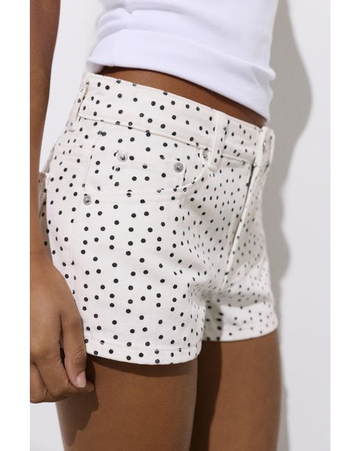 Pull&Bear White Mini Polka Dot Shorts