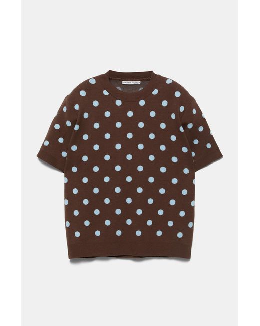 Pull&Bear White Polka Dot Knit Top