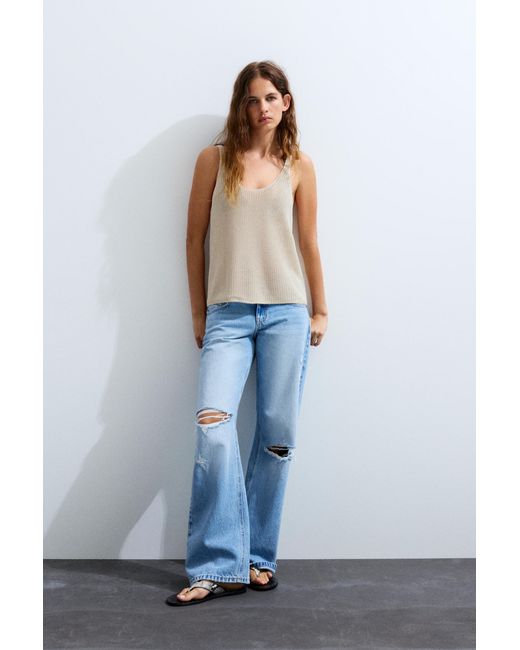 Pull&Bear Brown Purl Knit Strappy Top