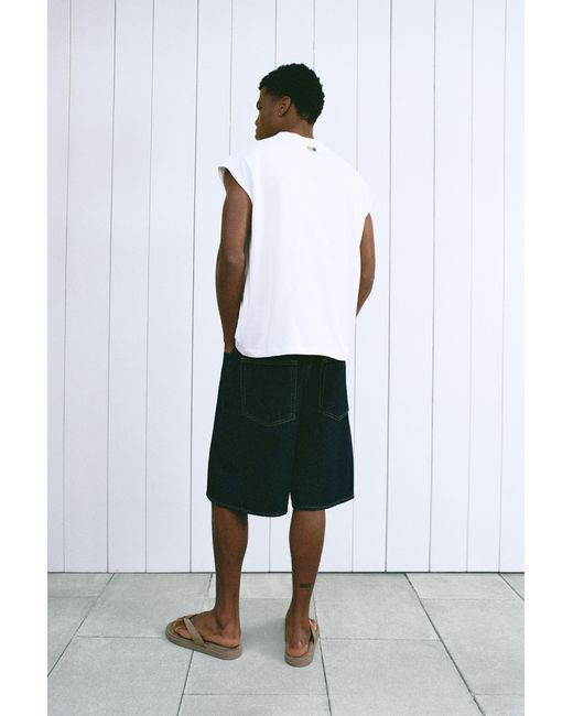Pull&Bear Gray Boxy-Fit Graphic Tank Top for men
