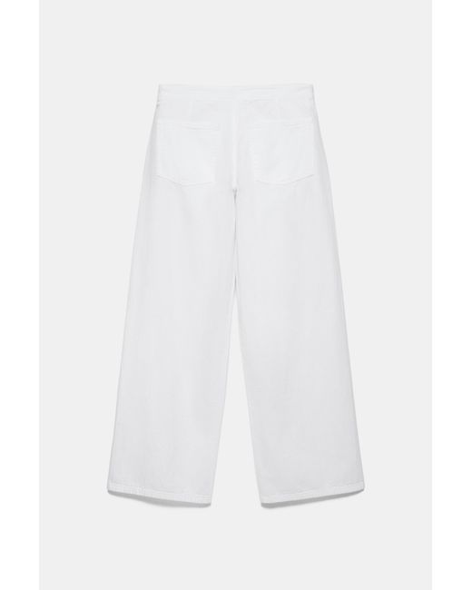 Pull&Bear White Straight-Leg Jeans With Eyelets