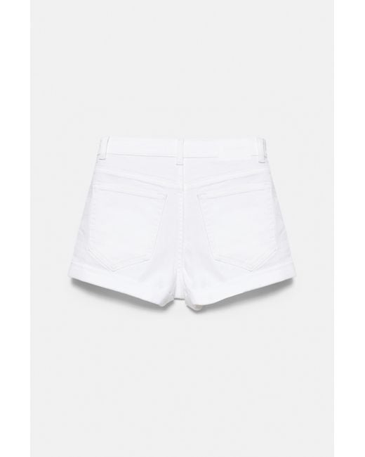 Pull&Bear White Mid-Waist Denim Shorts