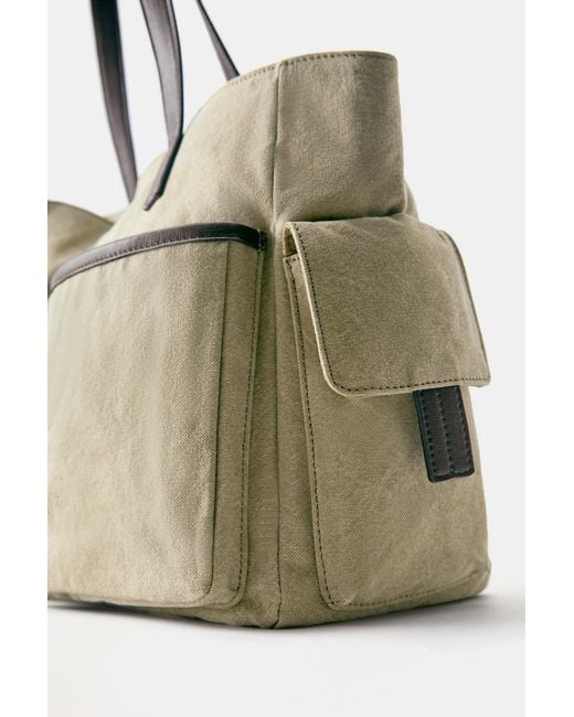 Sac Cabas Multipoches Pull&Bear en coloris Natural