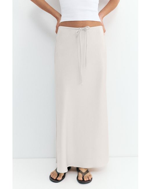 Pull&Bear White Satin Midi Skirt