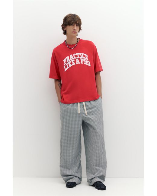 Pull&Bear Red Stwd Graphic Raglan T-Shirt for men