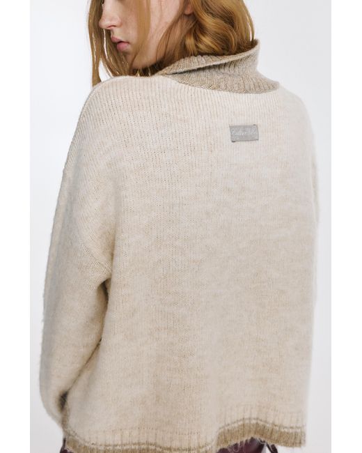 Pull&Bear Natural Polo Collar Sweater