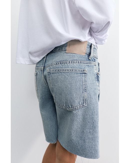 Pull&Bear Gray Low-Rise Denim Bermuda Shorts