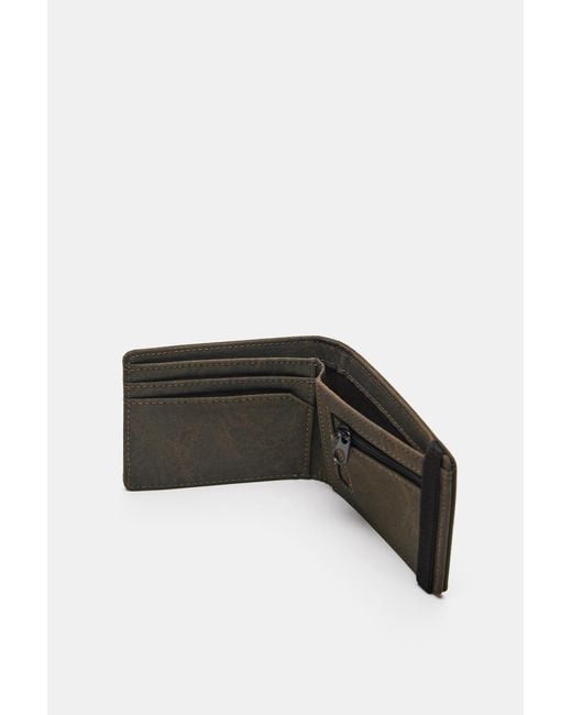 Pull&Bear Brown Distressed Fabric Stwd Wallet for men