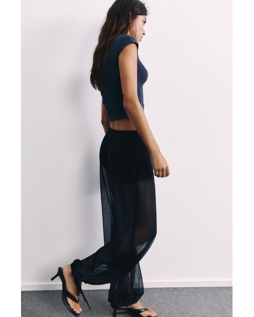 Pull&Bear Blue Semi-Sheer Sarouel Trousers