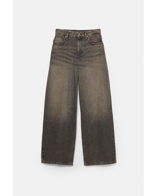 Pull&Bear Brown Baggy-Balloon-Jeans Mit Waschung
