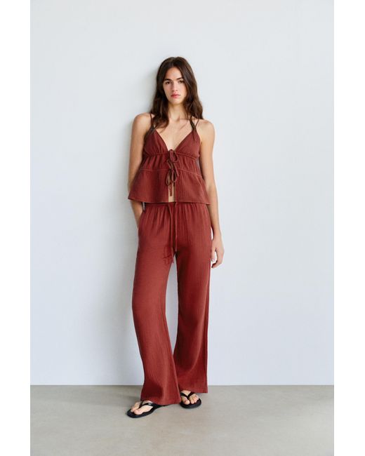 Pantalon Fluide En Bambula Pull&Bear en coloris Multicolor