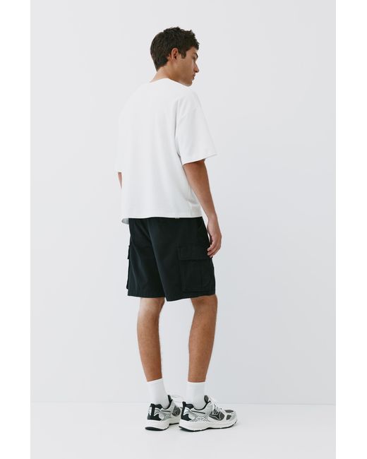 Pull&Bear Black Cargo Bermuda Shorts for men