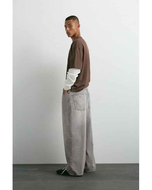 Pull&Bear Relaxed Baggy Jeans in het Gray voor heren