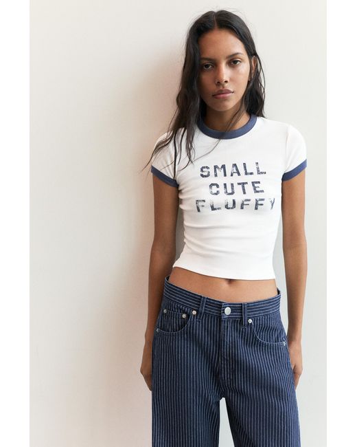 Pull&Bear White Lilo & Stitch Slim Fit T-Shirt