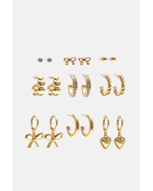 Pull&Bear Metallic Pack Of Dangle Hoop Earrings