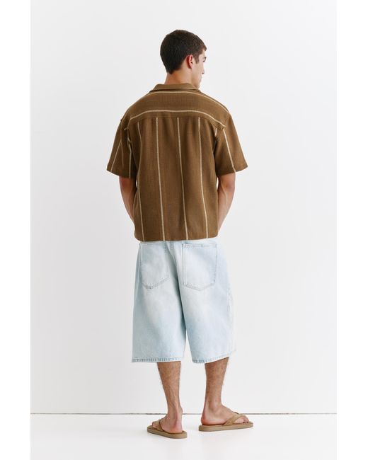 Camicia Righe Maniche Corte di Pull&Bear in Brown da Uomo